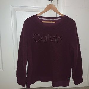 Calvin Klein Maroon Fluffy Sweater